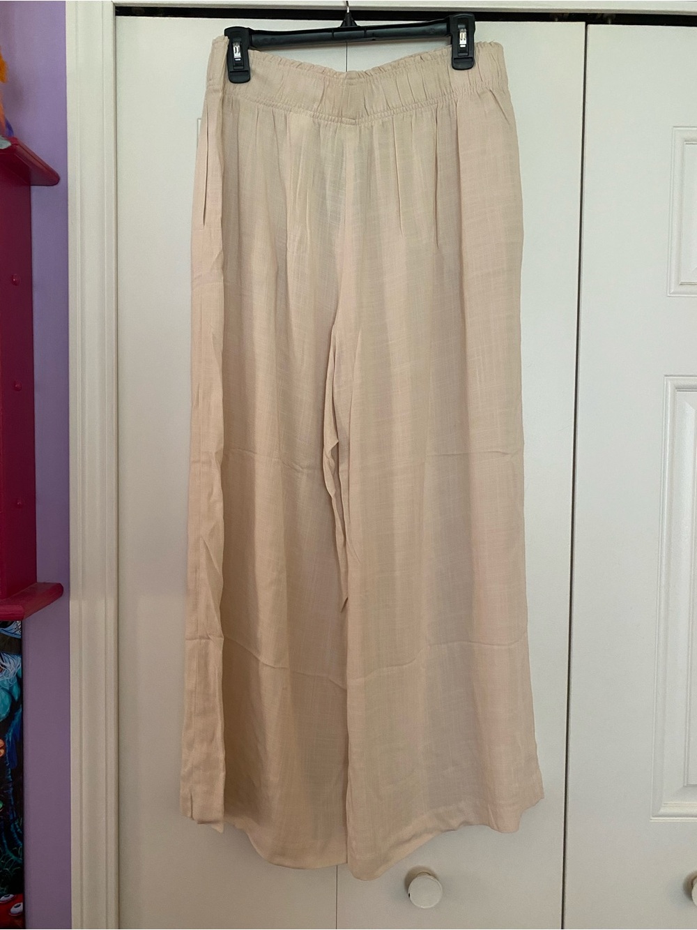 H&M Neutral Beige Wide-Leg Linen-Blend Pants - Picture 4 of 8